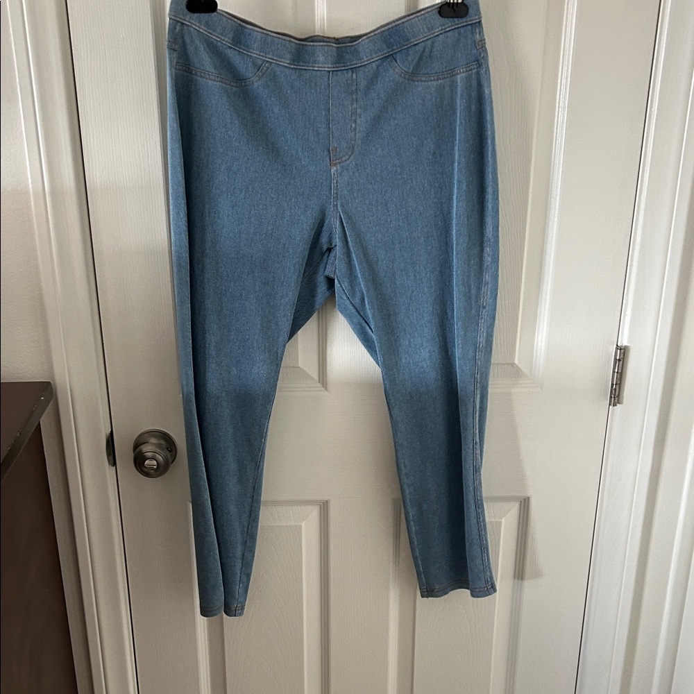 No Nonsense Women's Blue Stretch Capri Leggings,Jeggings, Size L